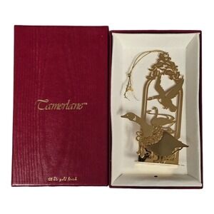VTG Tamerlane Holiday Goose Christmas Tree Hanging Ornament 24kt Gold Finish